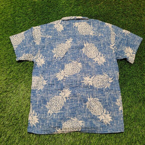 Palmwave Hawaiian Shirt Mens XL 24.5" Chest Pineapple Print Blue Coconut Buttons - Picture 4 of 4